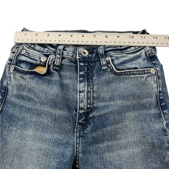 Rag & Bone Denim Jeans Nina High Rise Ankle Flare Pearl 24 Medium Wash Raw Hem - Picture 8 of 14